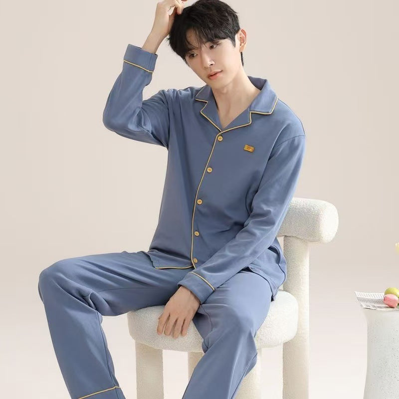 2025 men's pajamas, spring/autumn style, long sleeves, long pants, cardigan, loose cardigans, plus size men's style, suitable for outdoor casual loungewear, summer