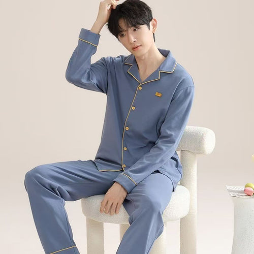 2025 men's pajamas, spring/autumn style, long sleeves, long pants, cardigan, loose cardigans, plus size men's style, suitable for outdoor casual loungewear, summer